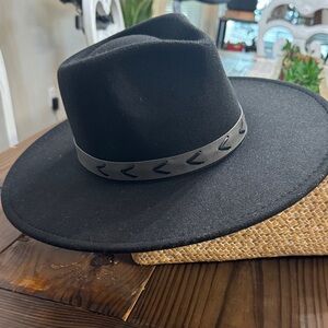 Frye Black Hat with Gray Band